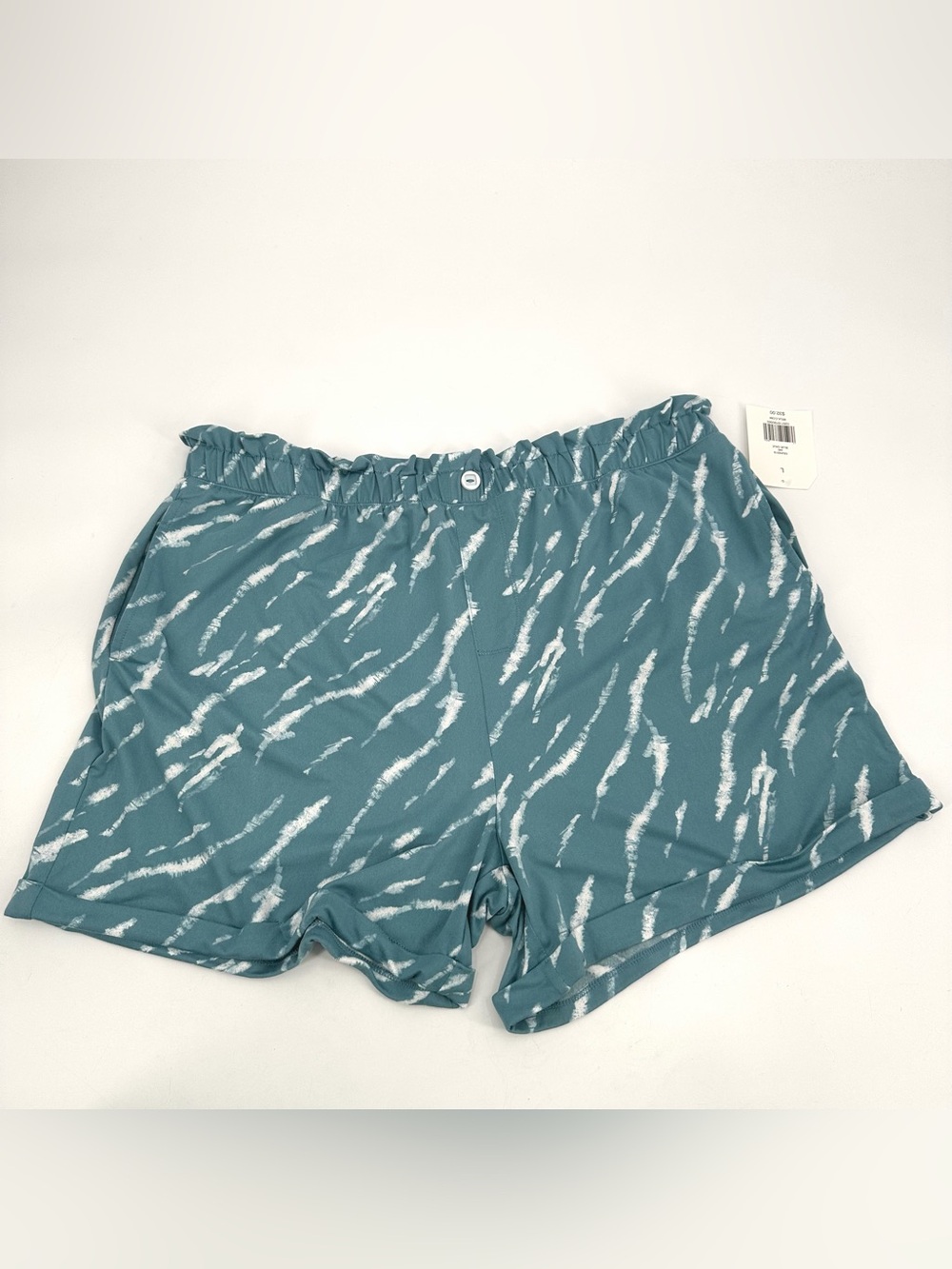 WONDERLY Intimates Pajama Shorts Womens L Blue Print Pull On Pockets Cuffs NWT